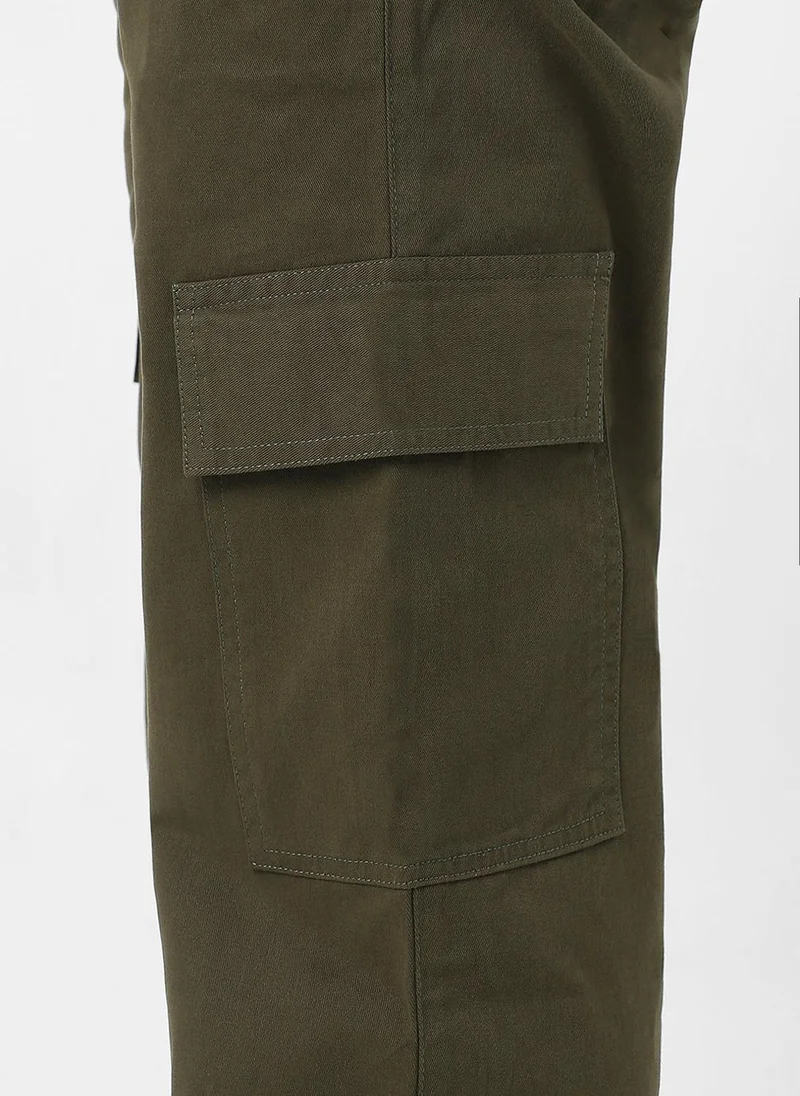 Urbano Fashion  Urbano Fashion Men's Olive Loose Baggy Fit Solid Cargo Chino Pant with 6 Pockets Non-Stretchable for Men | Best Price UAE